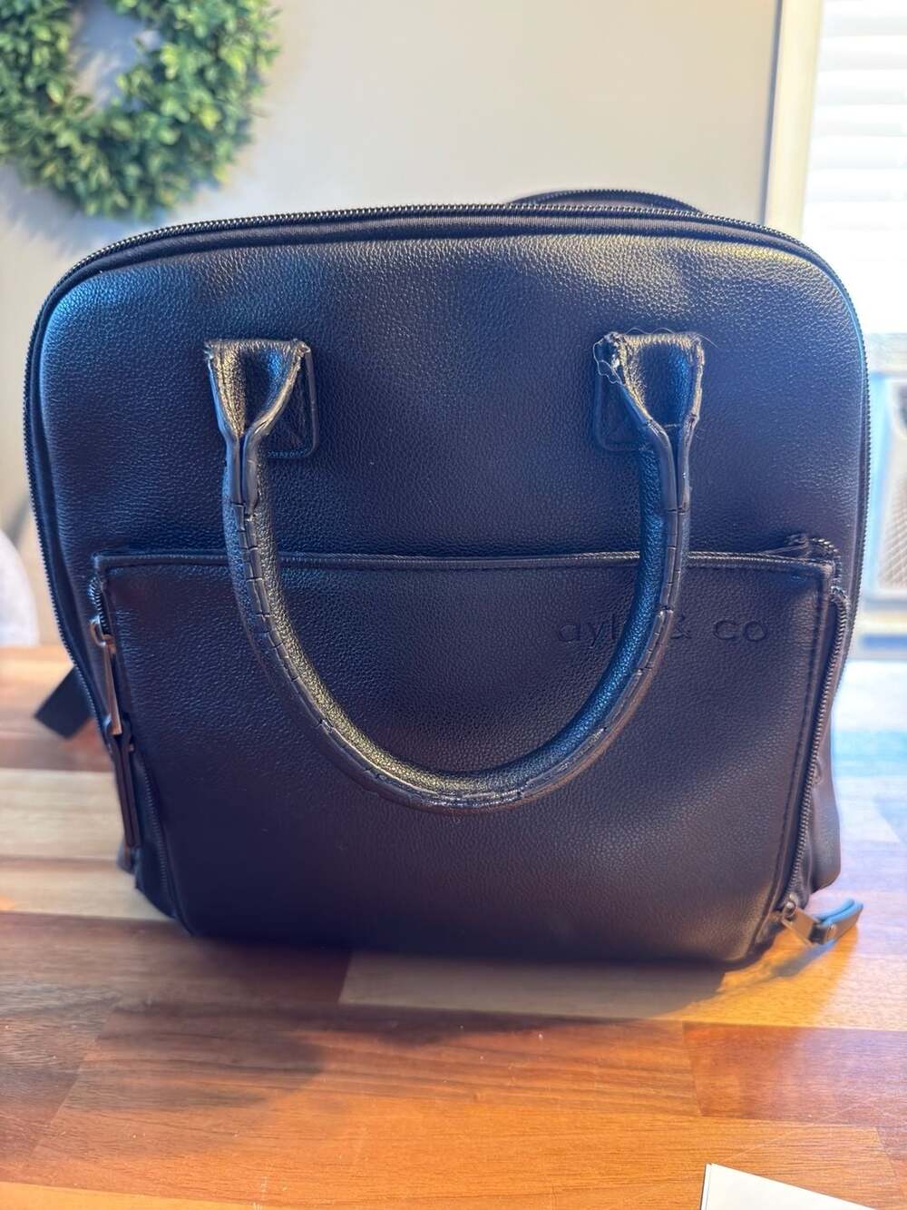 Ayla & Co Convertible Diaper Bag Mini Black Vegan Leather